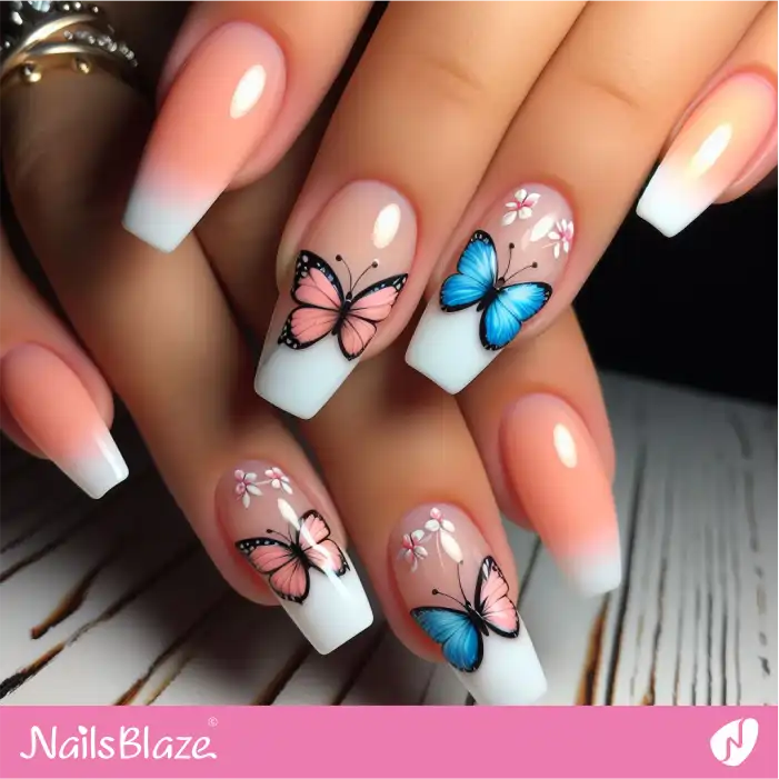 Peach Fuzz Butterflies and Flowers Nails | Color of the Year 2024 - NB1816